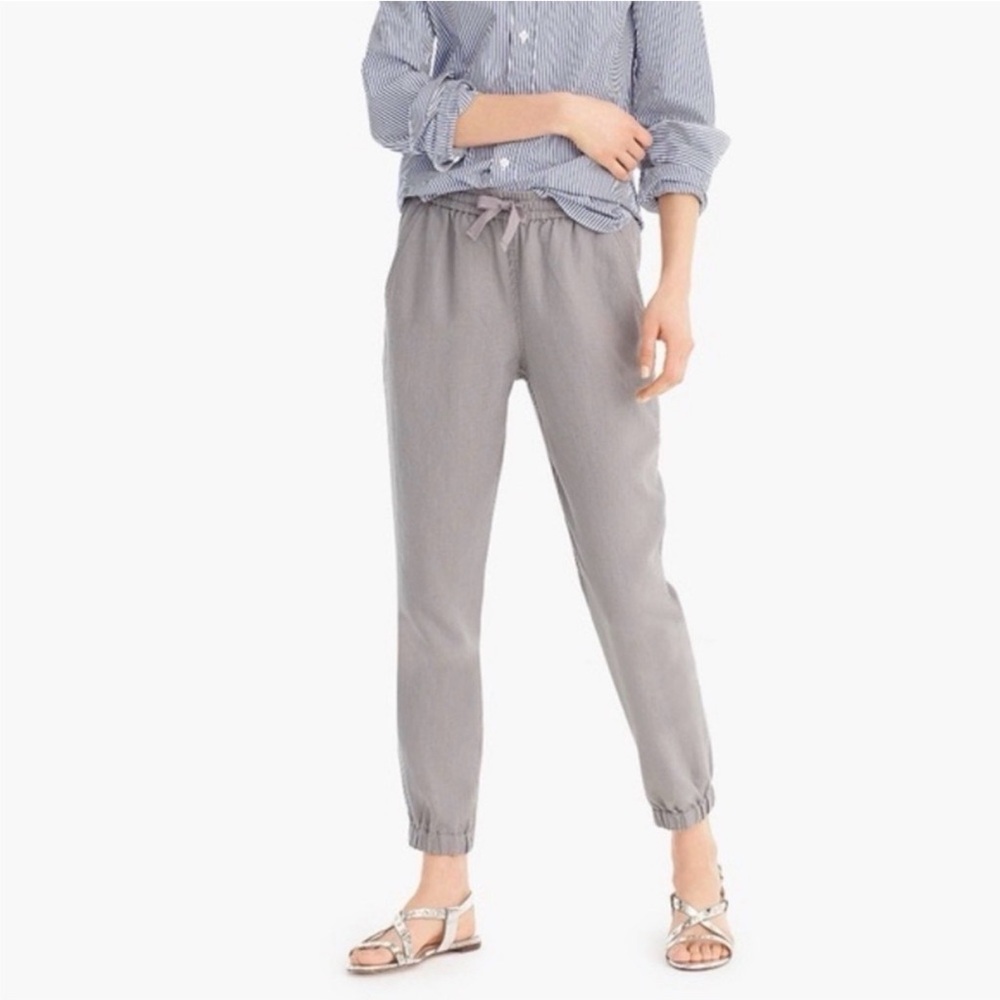 Point Sur Gray Linen Drawstring Jogger Pants Size Small Casual Lightweight